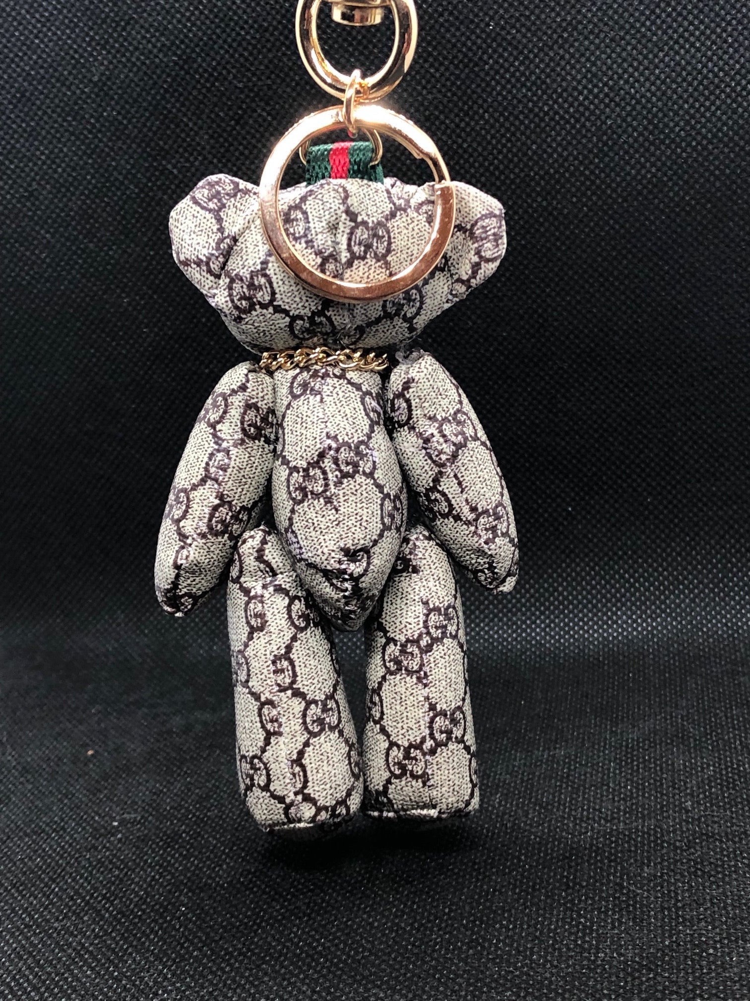 Gucci GG Monogram Teddy Bear Keychain 