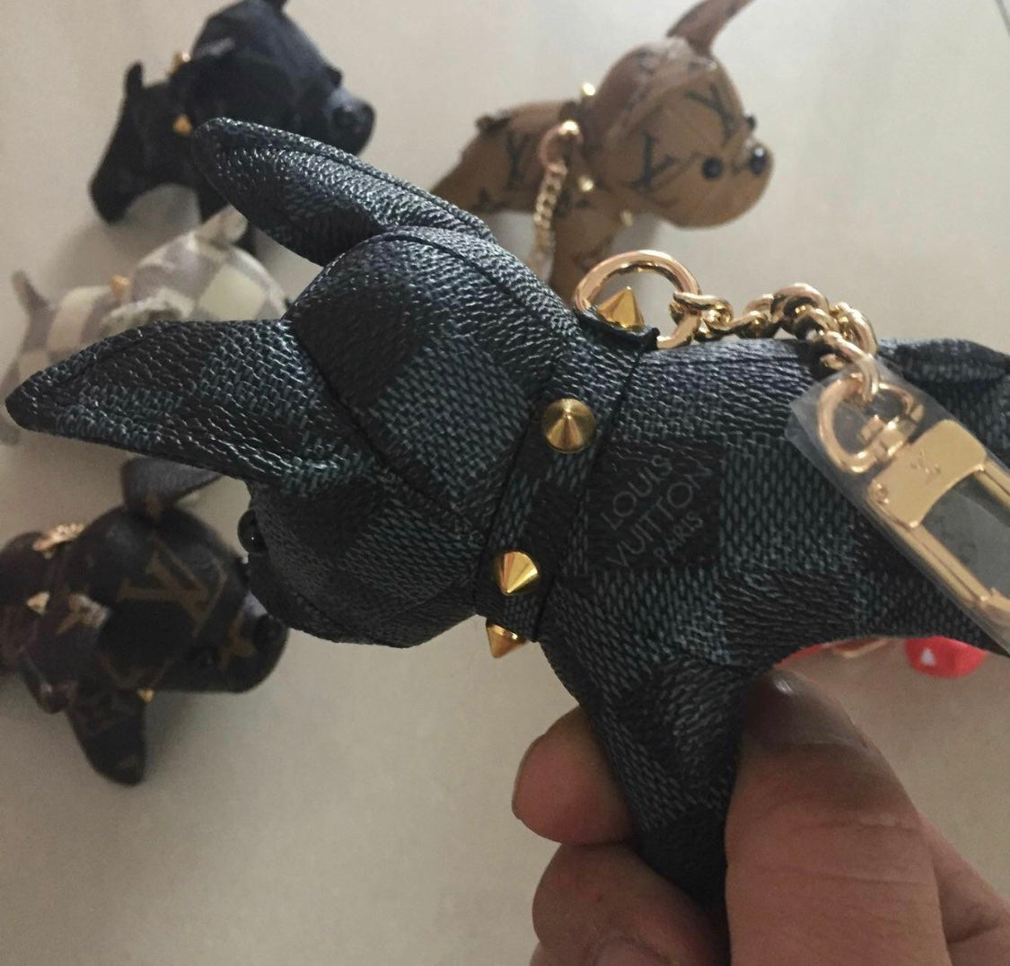 Upcycled Louis Vuitton French Bulldog Keychain