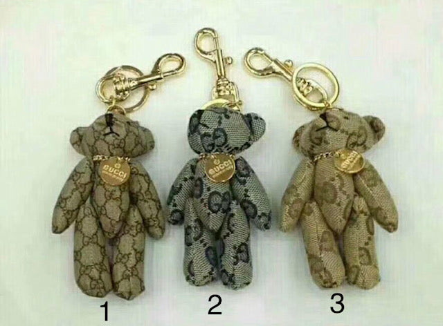 Gucci GG Monogram Teddy Bear Keychain 