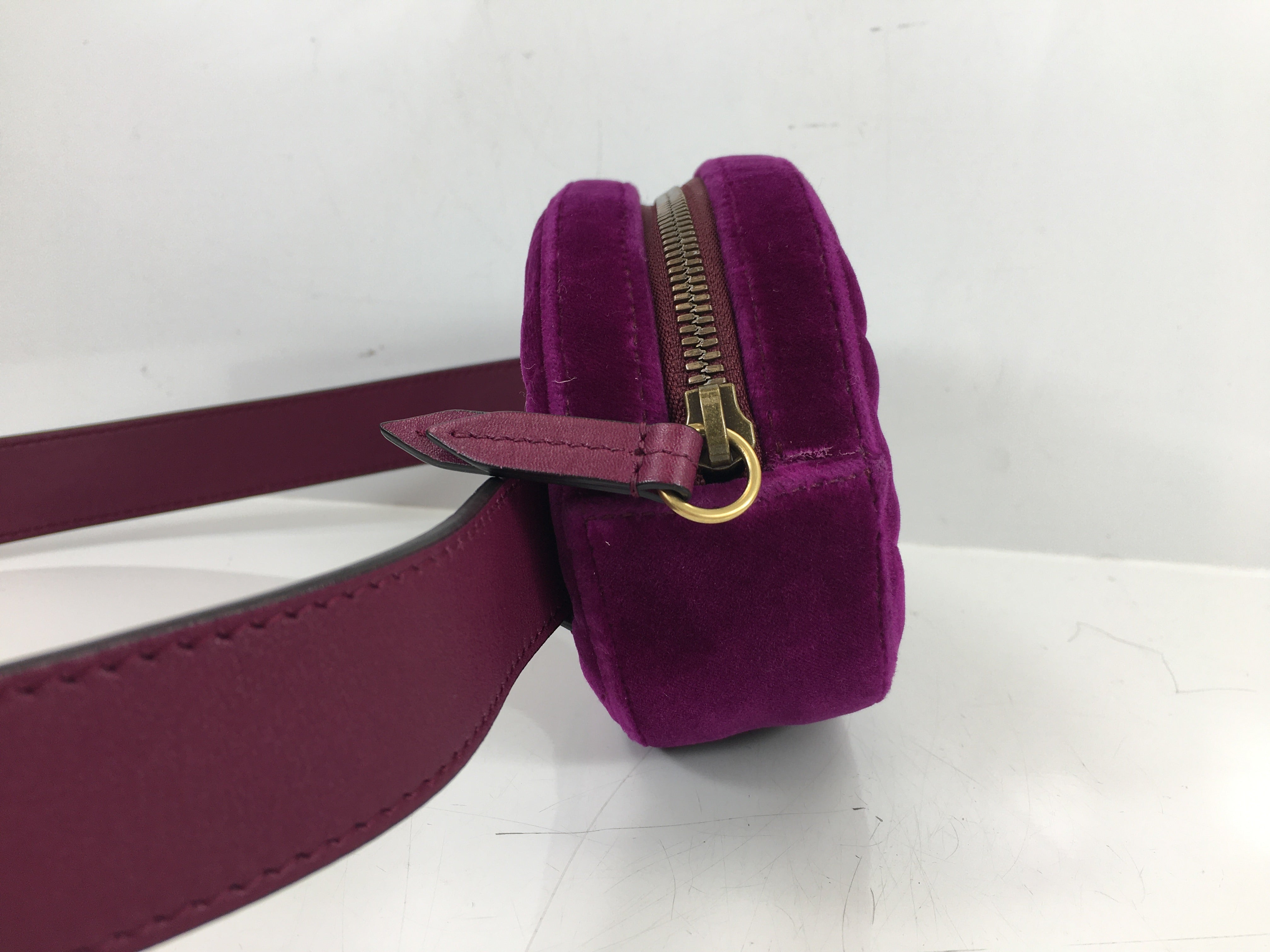 Gucci Purple Velvet &quot;Marmont&quot; Belt Bag - FLIP Luxury Consignment