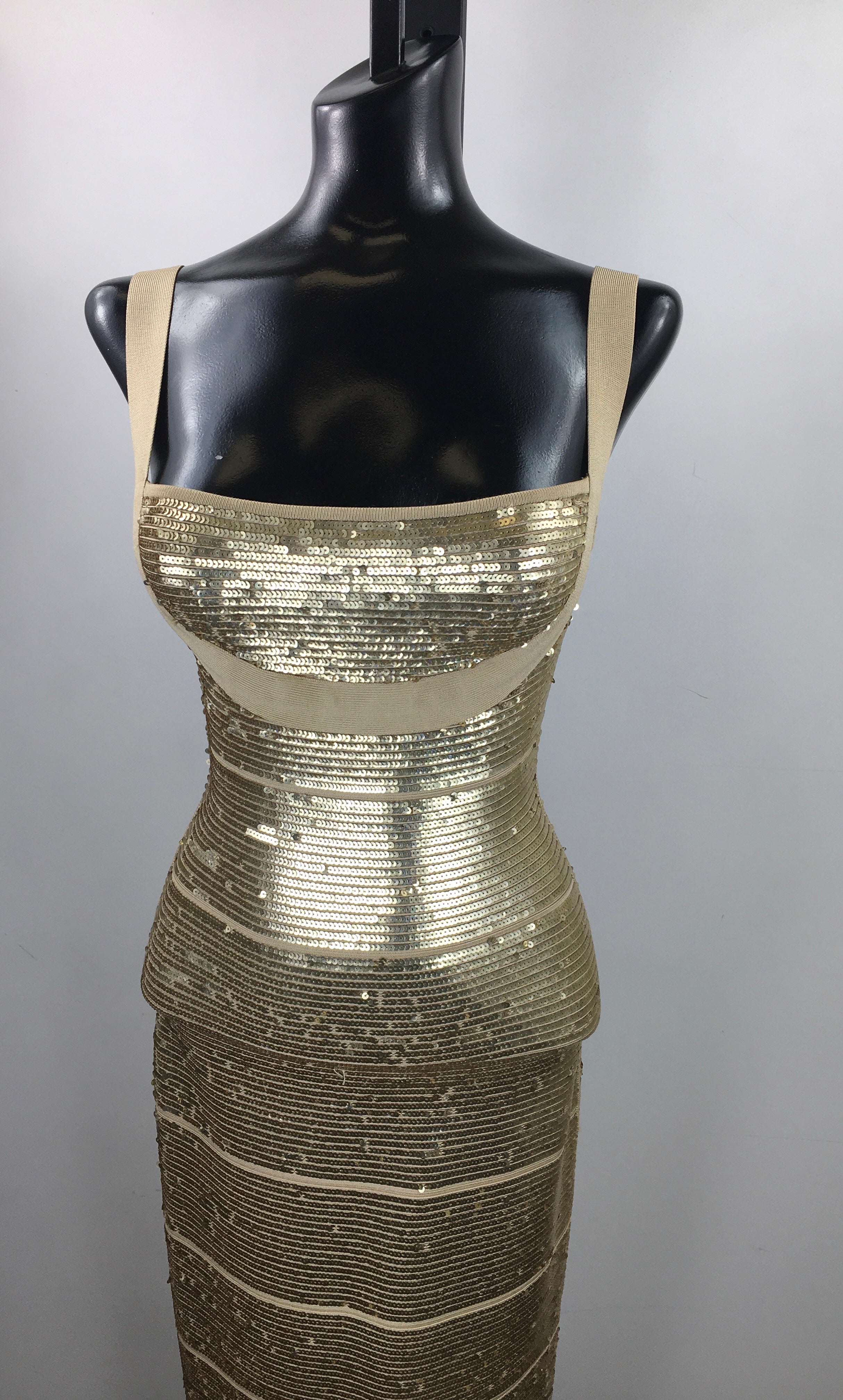 gold sequin sheath dress