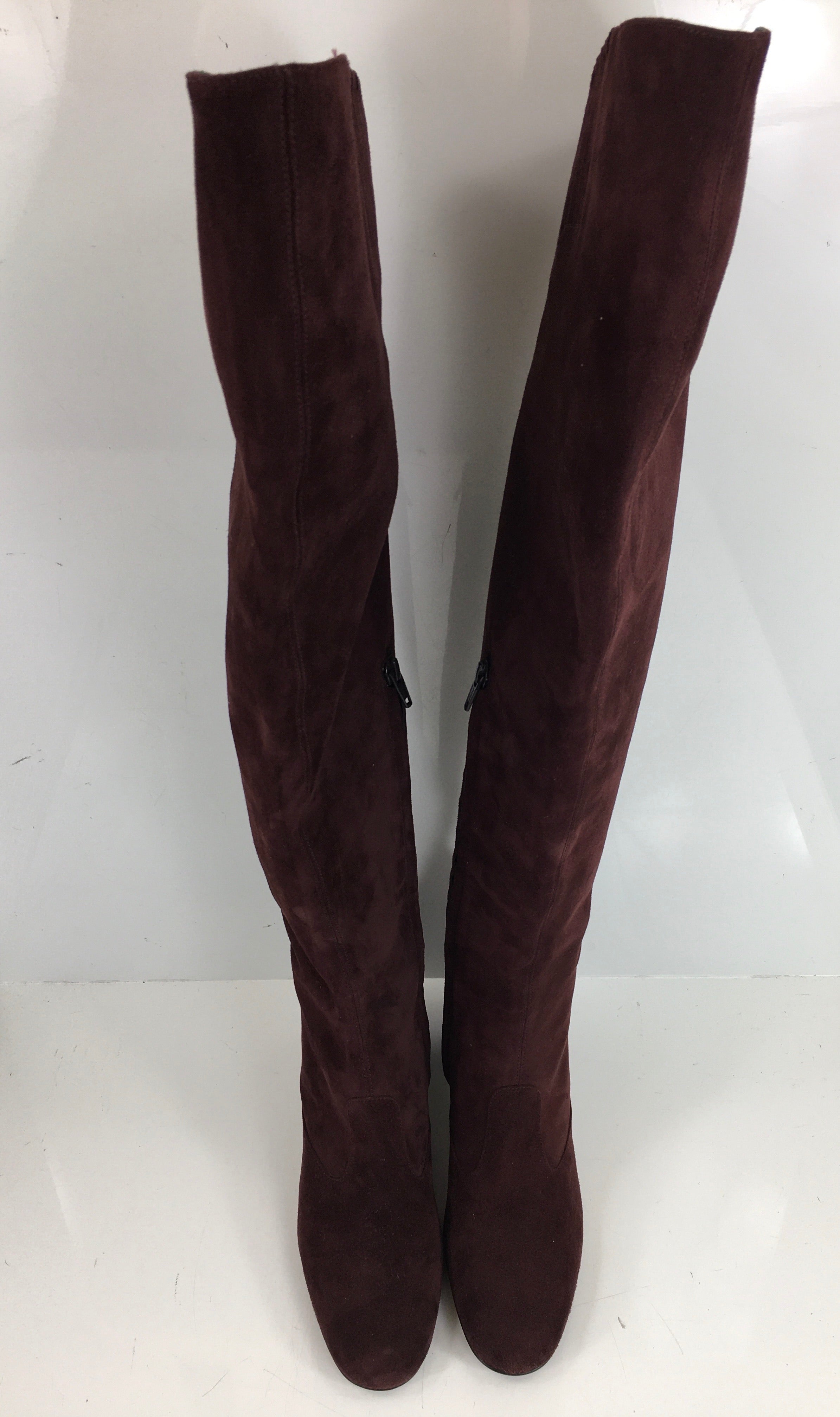 burgundy suede over the knee boots