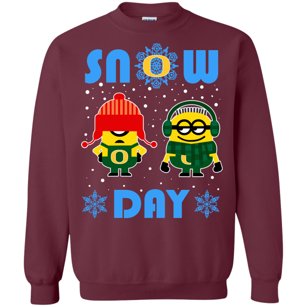 Oregon Ducks Minion Ugly Christmas Sweaters Snow Day Snowflake Sweatshirts