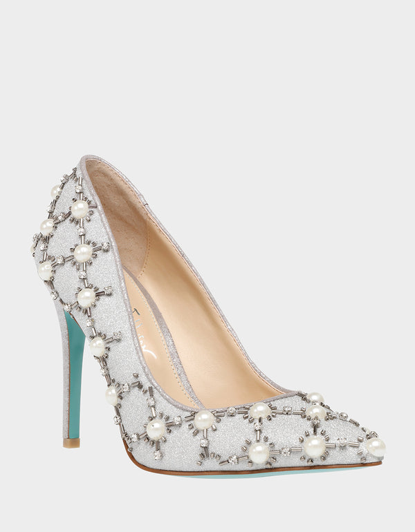 betsey johnson silver pumps