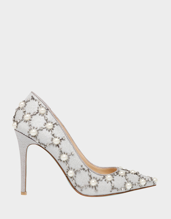 betsey johnson silver pumps