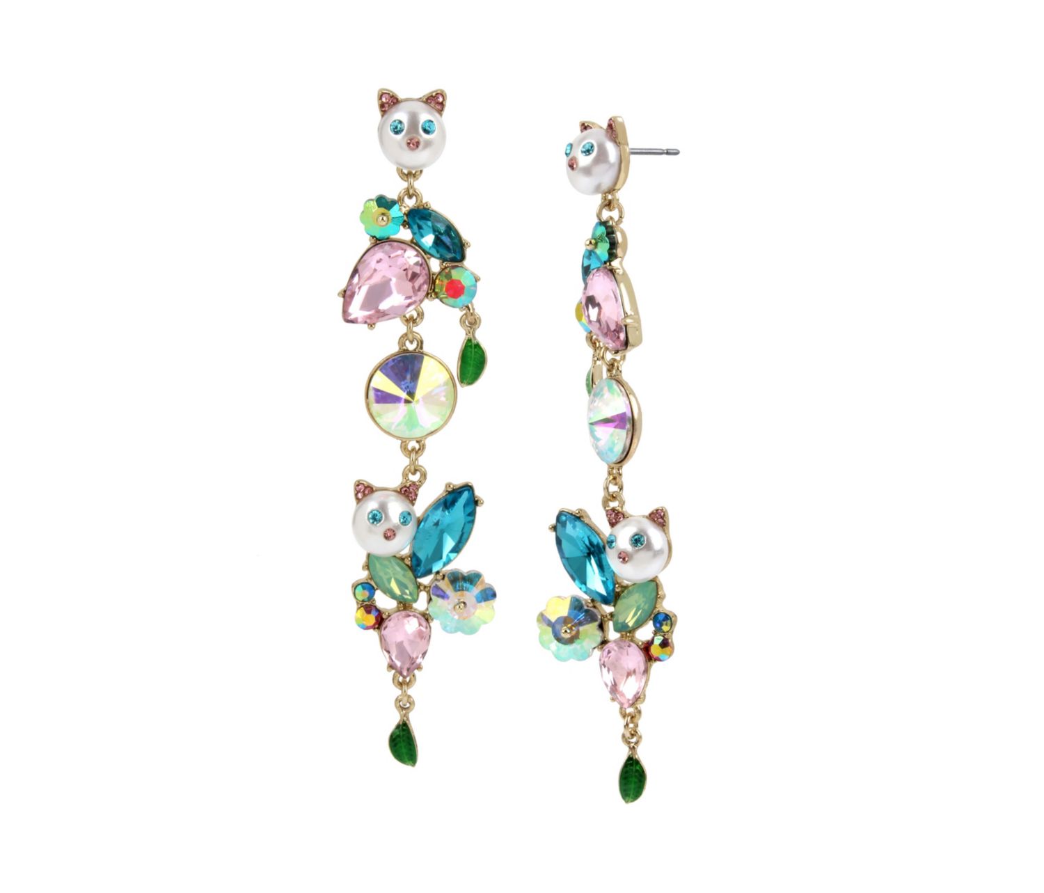 JUST KITTEN AROUND CAT LINEAR EARRINGS MULTI