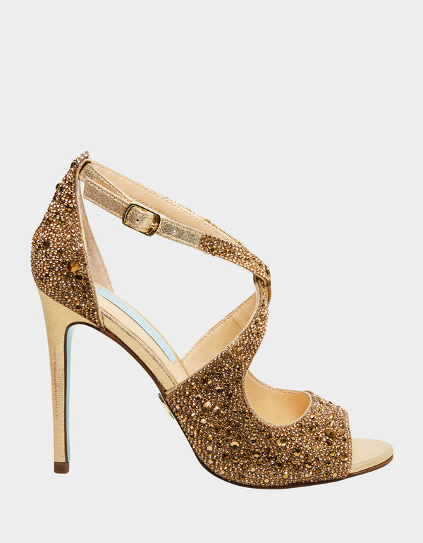 betsey johnson gold glitter heels