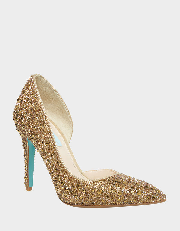 betsey johnson gold glitter heels