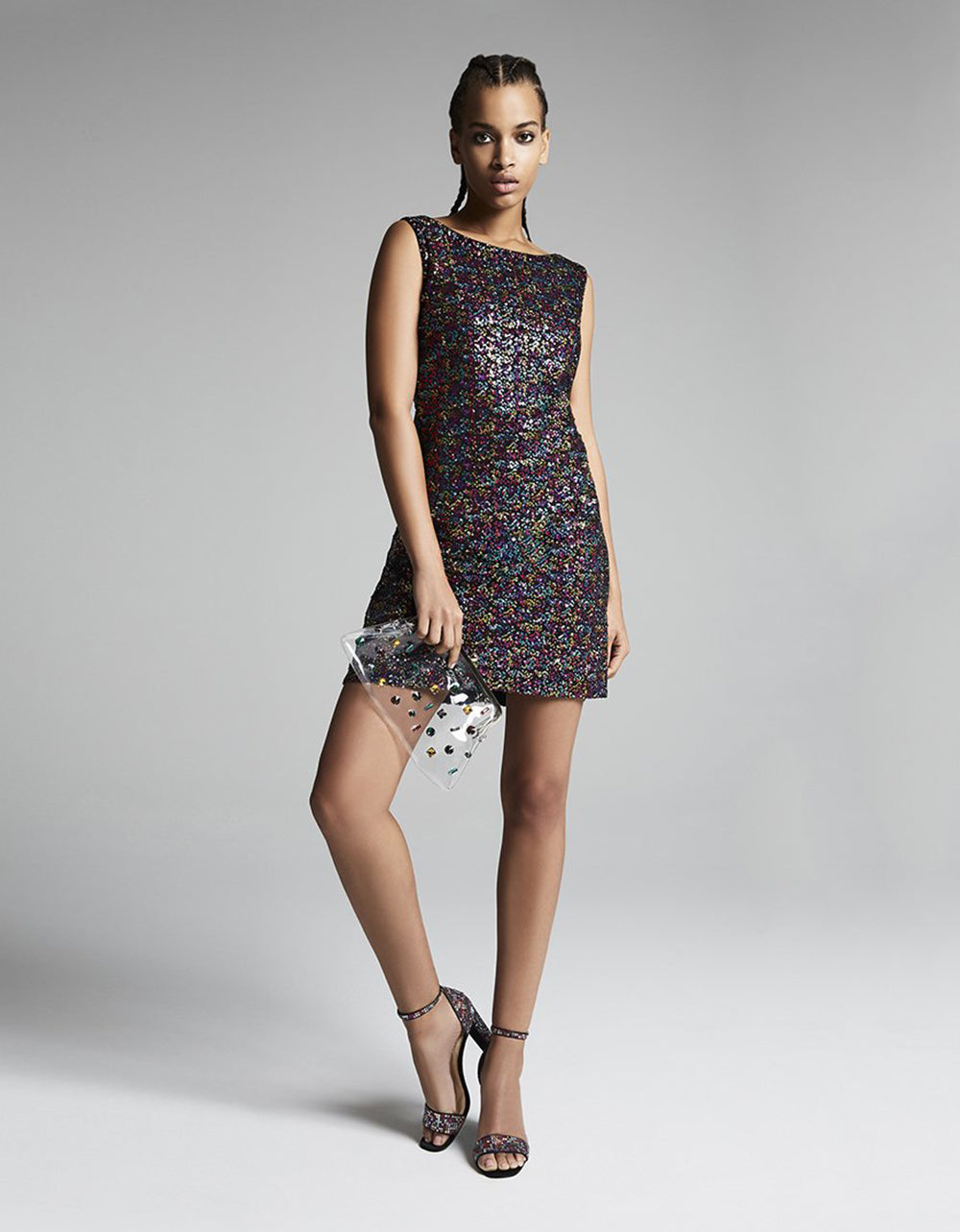 warehouse metallic spot midi dress