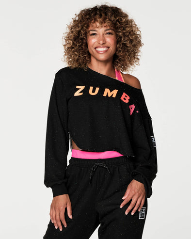 Zumba Dance Long Sleeve Crop Top - Bold Black Z1T000341 – Natysports