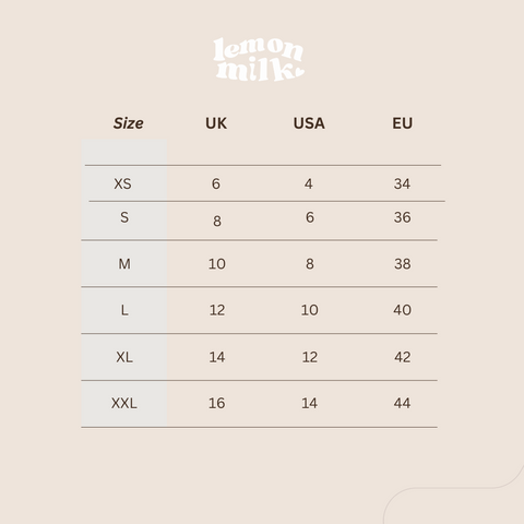 Lemon milk size guide