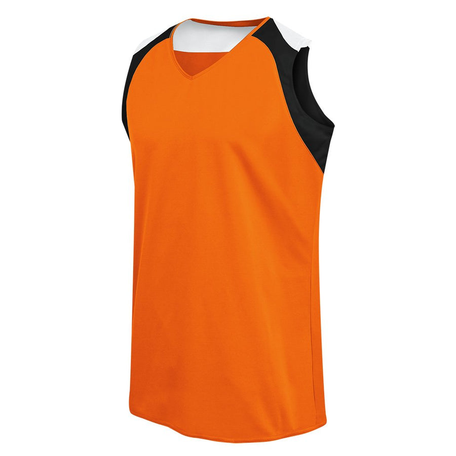 orange black and white basketball jersey