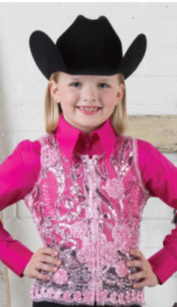 Girls Lace Sequin Show Vest | Sparkling Cowgirl
