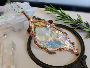 Whimsical Fairy Wing Moonstone Copper Electroformed Necklace