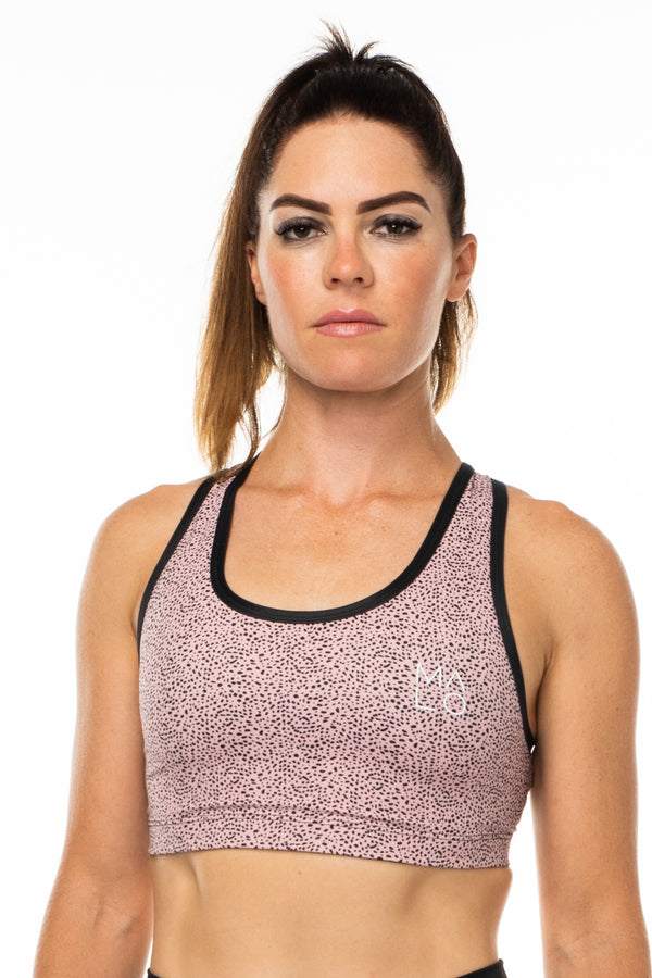 Baby Cheetah Racergirl Bra. Lightweight sports bra with light to moderate support and full coverage.