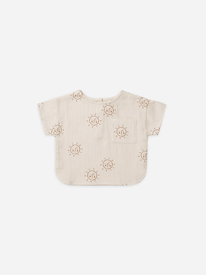 woven boxy top | suns - Quincy Mae | Baby Basics | Baby Clothing | Organic Baby Clothes | Modern Baby Boy Clothes |