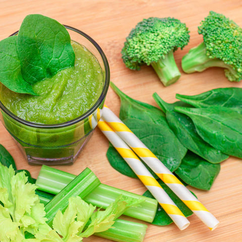 green smoothie with spinach, broccoli, celery