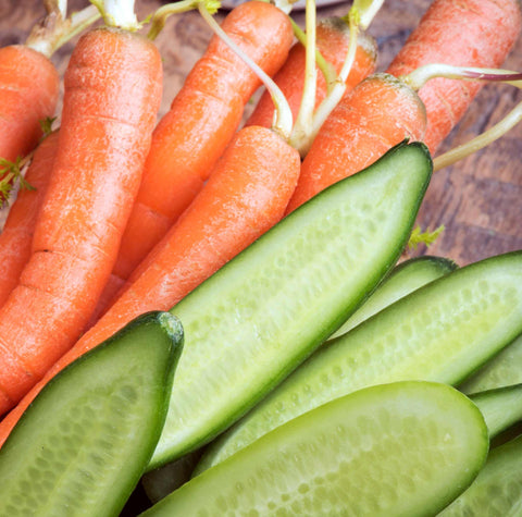 fresh carrots and cucumbers