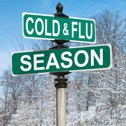 cold and flu season street sign