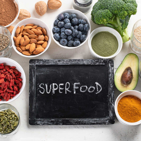 super food sign surrounded by super foods