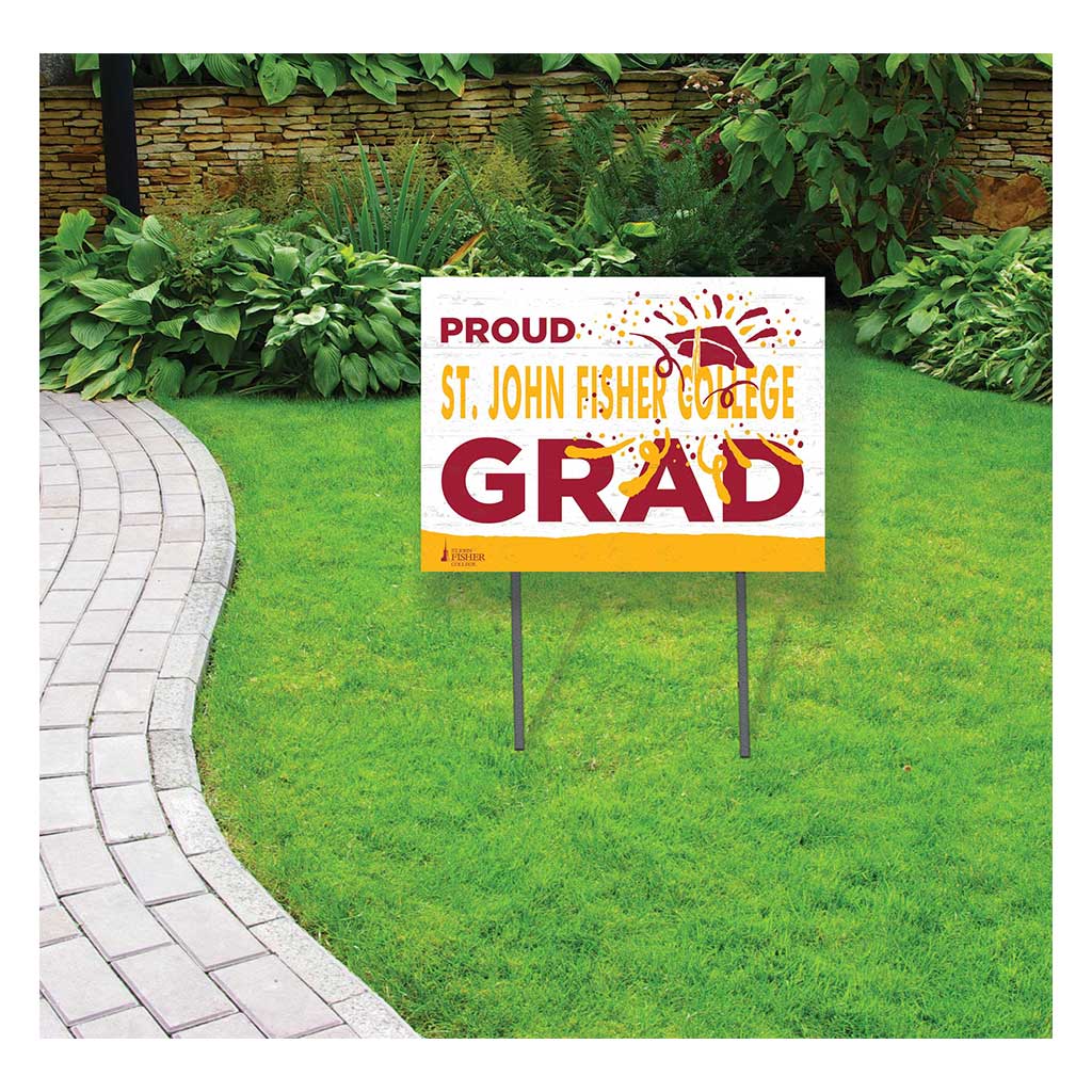 18x24 Lawn Sign Proud Grad With Logo St. John Fisher College Cardinals