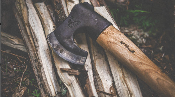 Rosellis Finnish handmade outdoor axe perfect for camping adventures.