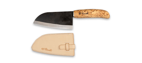 Roselli's small chef knife in carbon steel, perfect for outdoor cooking
