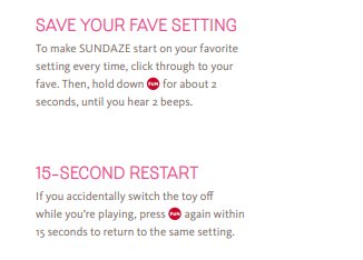 Save Setting Options on the Fun Factory Sundaze