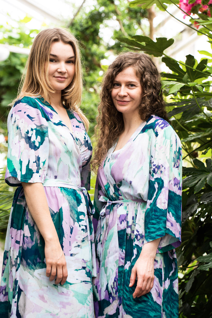 MORICO Delight Wrap Dress and Taika Dress Dream valley