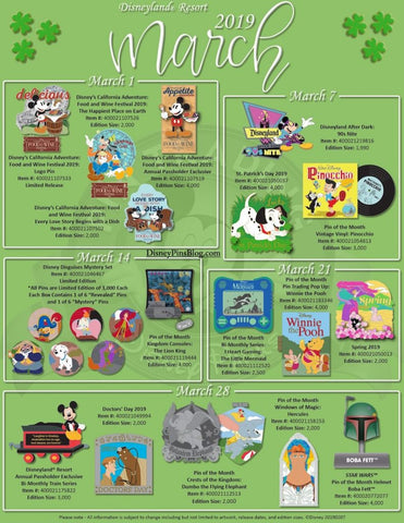 March Disneyland pin release