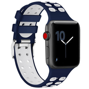 2 Tone Breathable Silicone Sport Apple Watch Strap | Apple Watch | Blue White