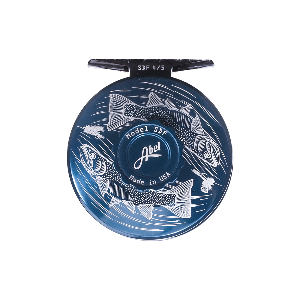 Abel SDF Fly Reel - Custom 4/5 Wandering Blue Lines Trout - Deep Blue