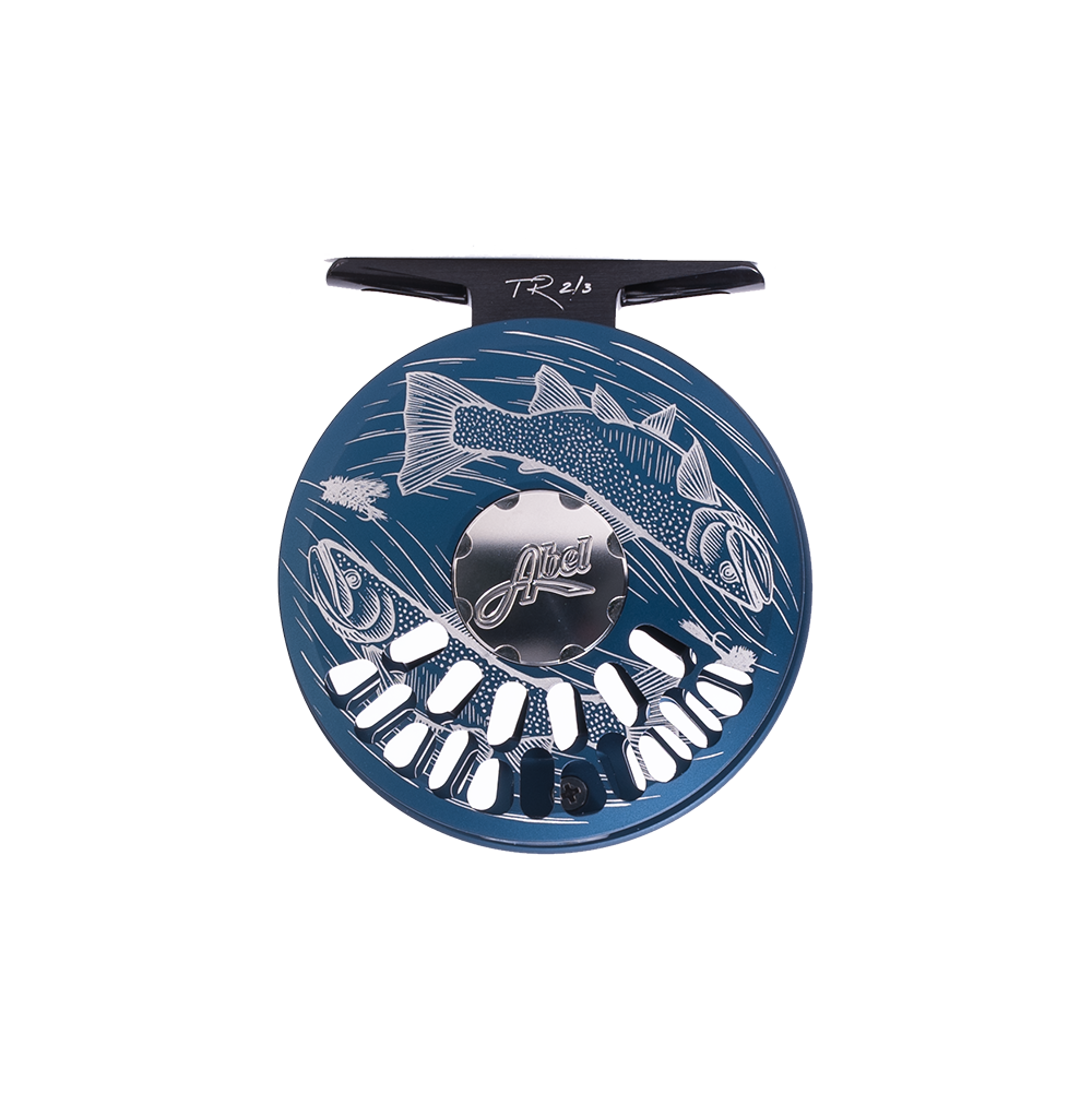 Abel TR Fly Reel - Custom 2/3 Wandering Blue Lines Trout - Satin Deep Blue