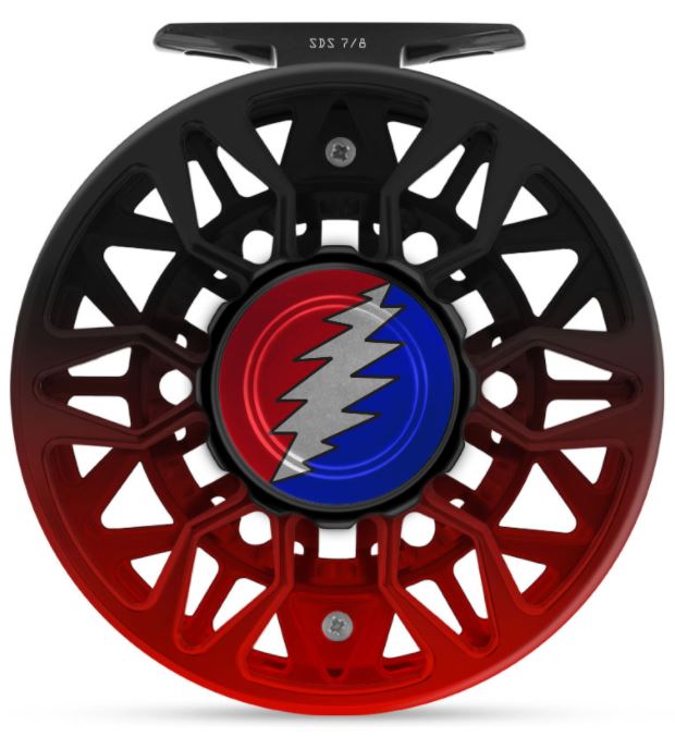 Abel Sealed Drag Salt (SDS) Fly Reel - Custom 7/8 Black/Red Fade Grateful Dead Bolt