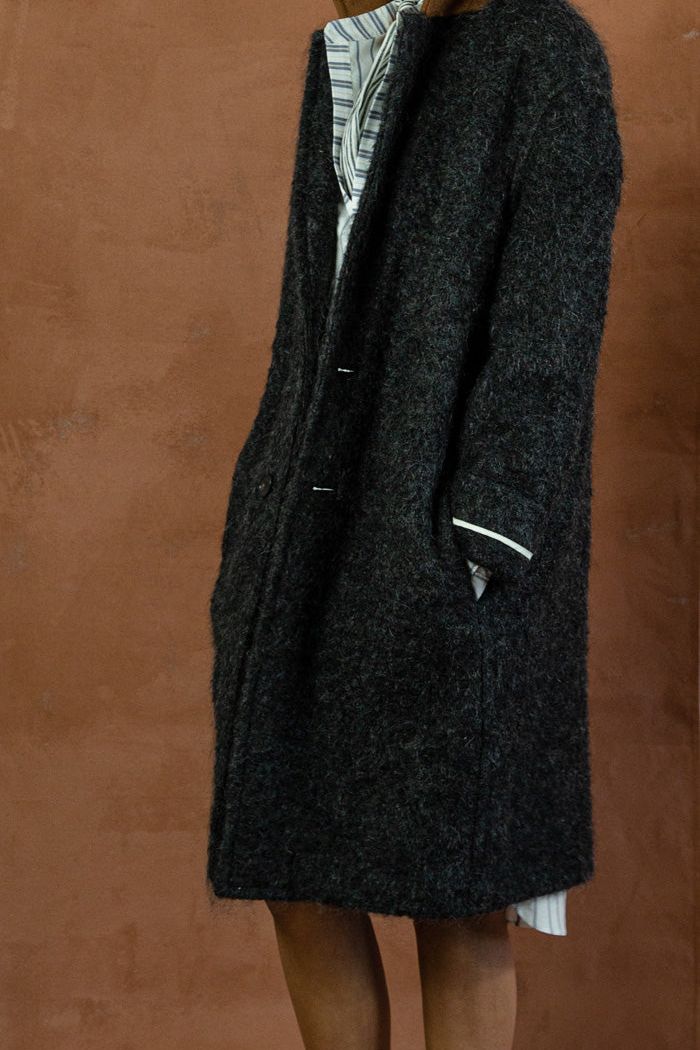 mohair walking coat charcoal