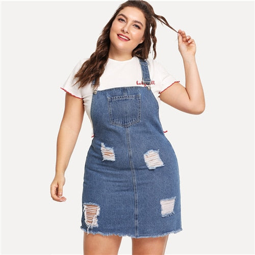 plus size jean overall dress