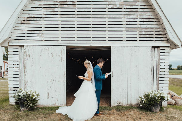 bride and groom first look