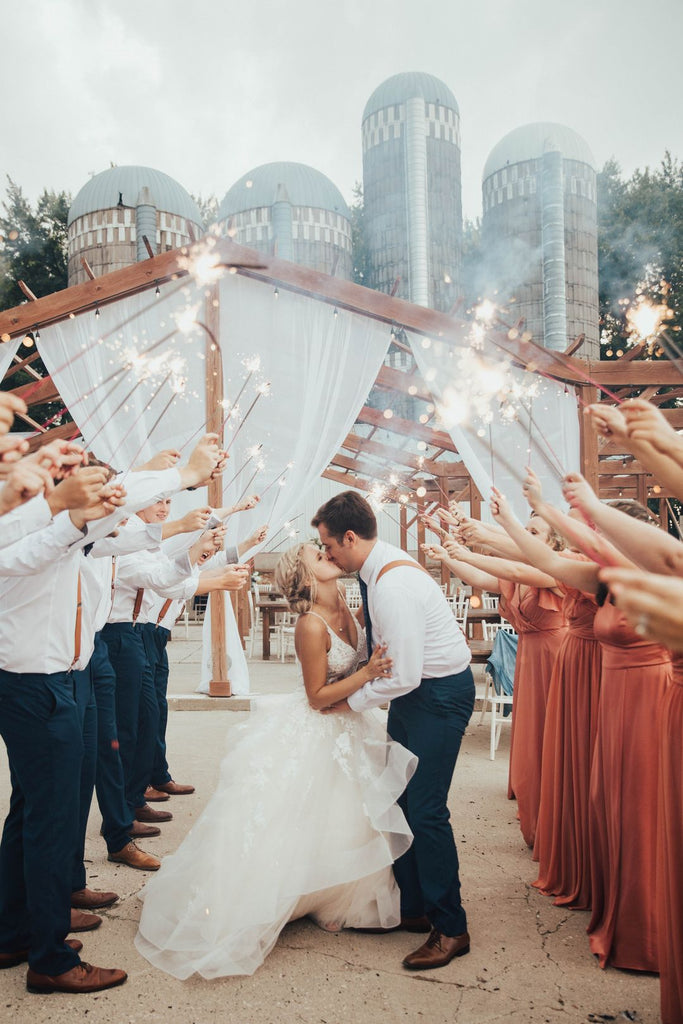 bride and groom sparkler exit