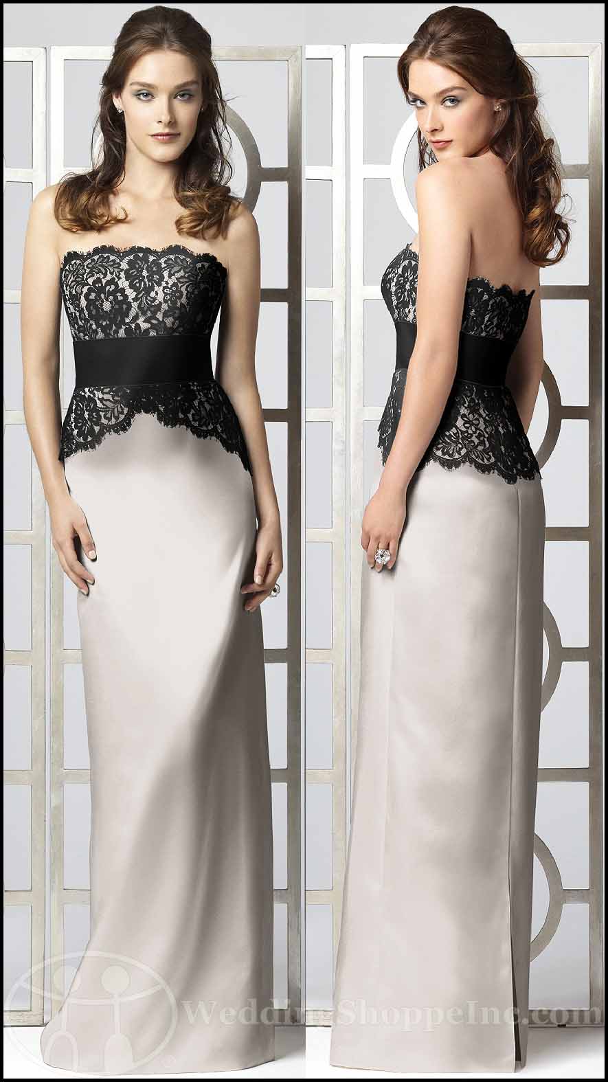 White and Black Lace Bridesmaid Dresses: Dessy 2849