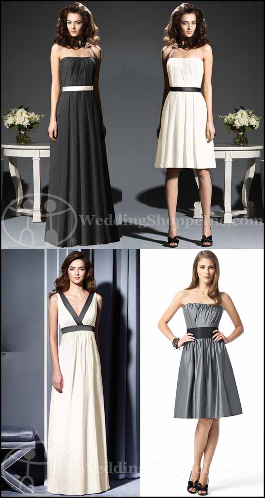 The Dessy Group Black and White Bridesmaid Dresses