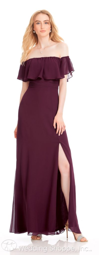 bill levkoff off the shoulder bridesmaid dress