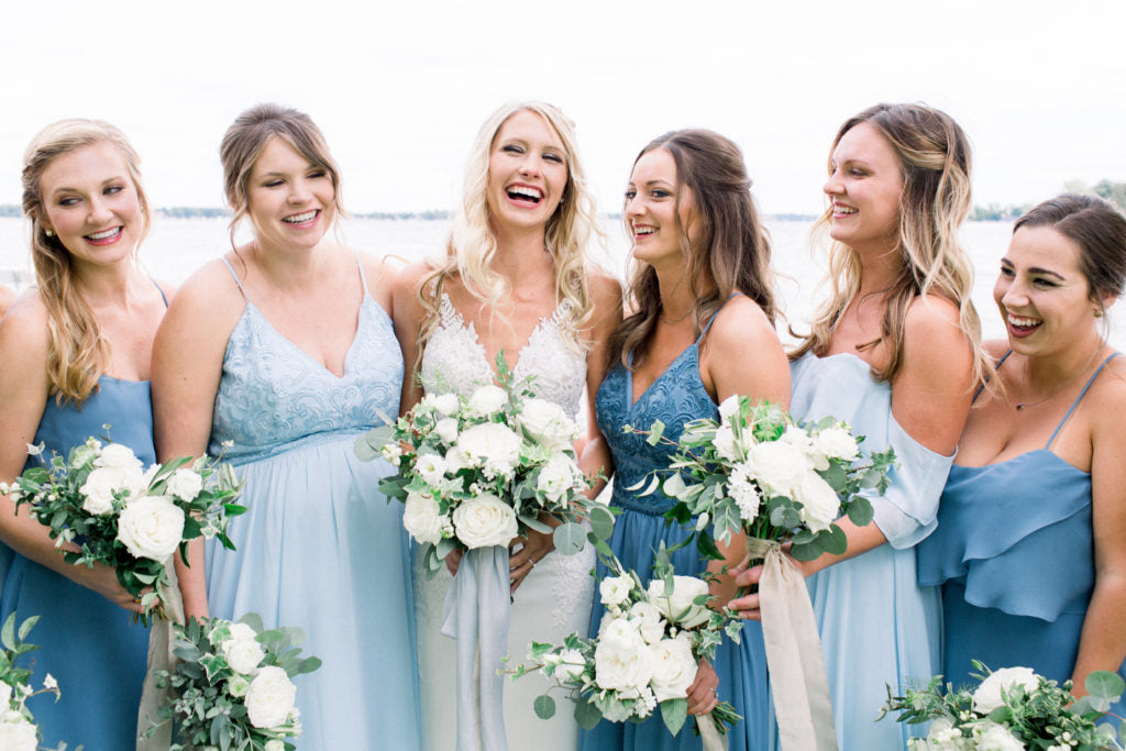 shades of blue for bridesmaid dresses