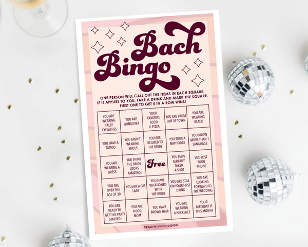 Bachelorette Party Bingo Game