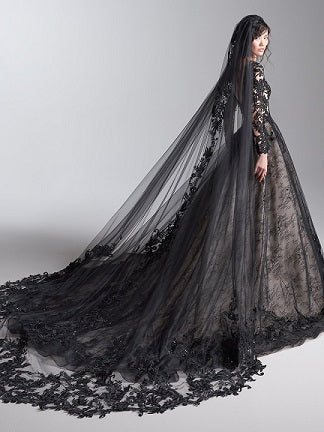 Black Lacy Cathedral Veil