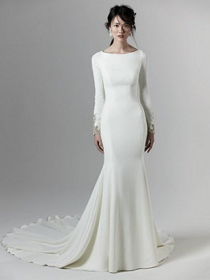 Long Sleeve Crepe Wedding Dress