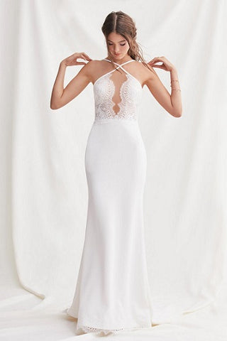 Crepe Fit and Flare Wedding Dress