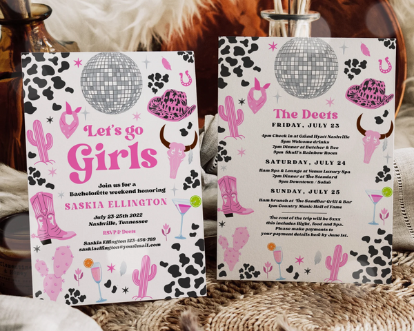 Disco Cowgirl Bachelorette Party Invitation