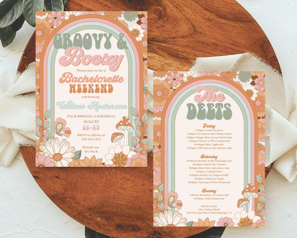 Groovy Bachelorette Party Invitation