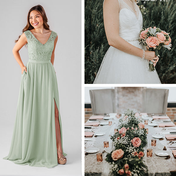 Wedding Shoppe Bridesmaids Dresses Kennedy Blue Sage Green