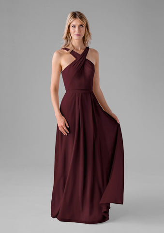 Burgundy Satin Long Prom Dress, A-Line Evening Dress with Bow – Loveydress